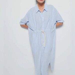 Nation LTD Blue Striped Midi Dress